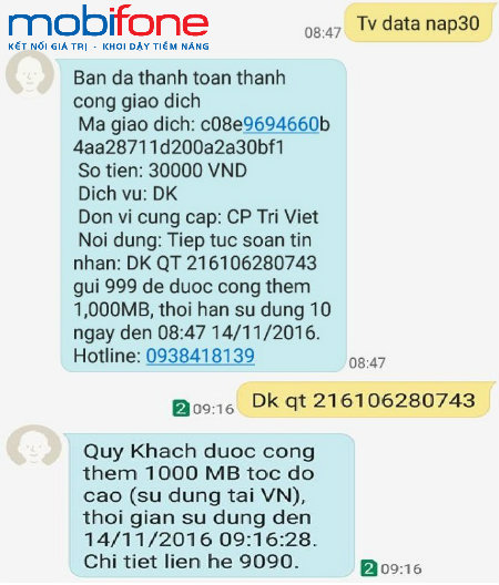 Hướng dẫn mua thêm dung lượng 3G Mobifone Cách mua thêm dung lượng 3G Mobifone