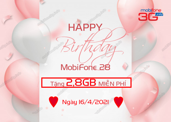 MobiFone tặng 2,8GB mừng sin nhật MobiFone 28 MobiFone tặng 2,8GB mừng sin nhật MobiFone 28