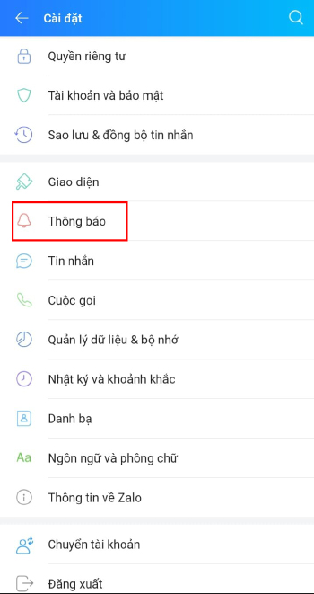 cach tat thong bao nhat ky va khoanh khac tren zalo