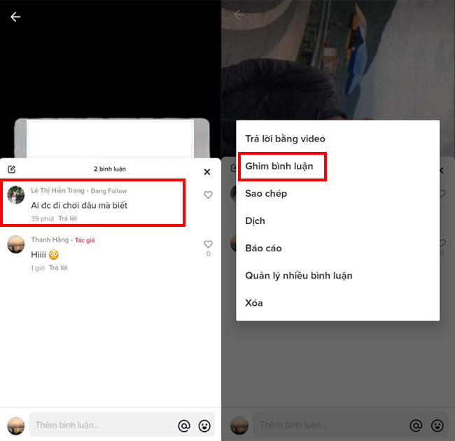 lam the nao de ghim binh luan tren tiktok cach ghim binh luan tren tiktok