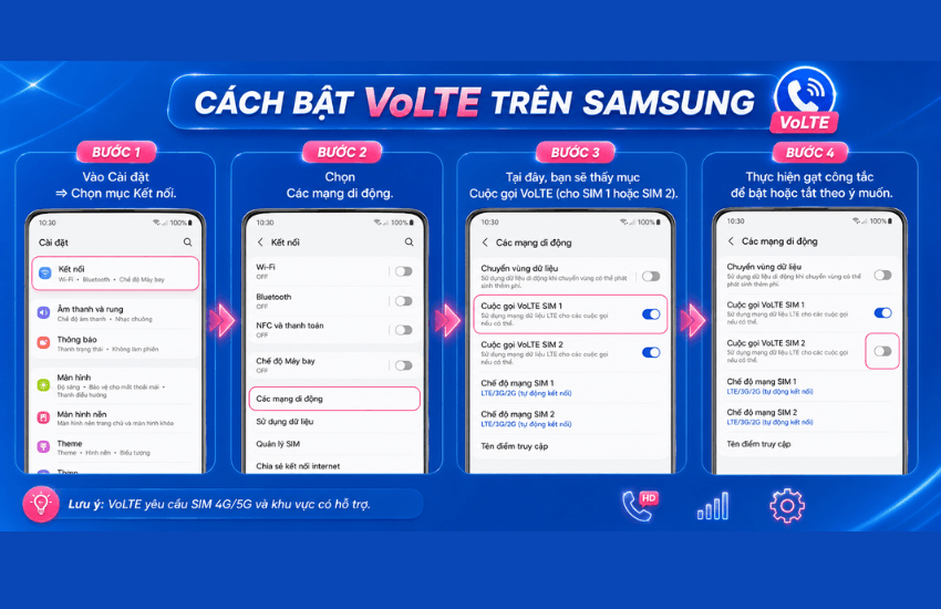 cach bat volte tren thiet bi samsung cach bat volte tren thiet bi samsung